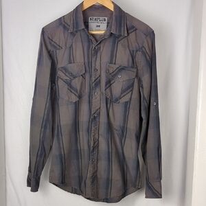 SURPLUS Men's Gray Western Button Front Shirt Medium
